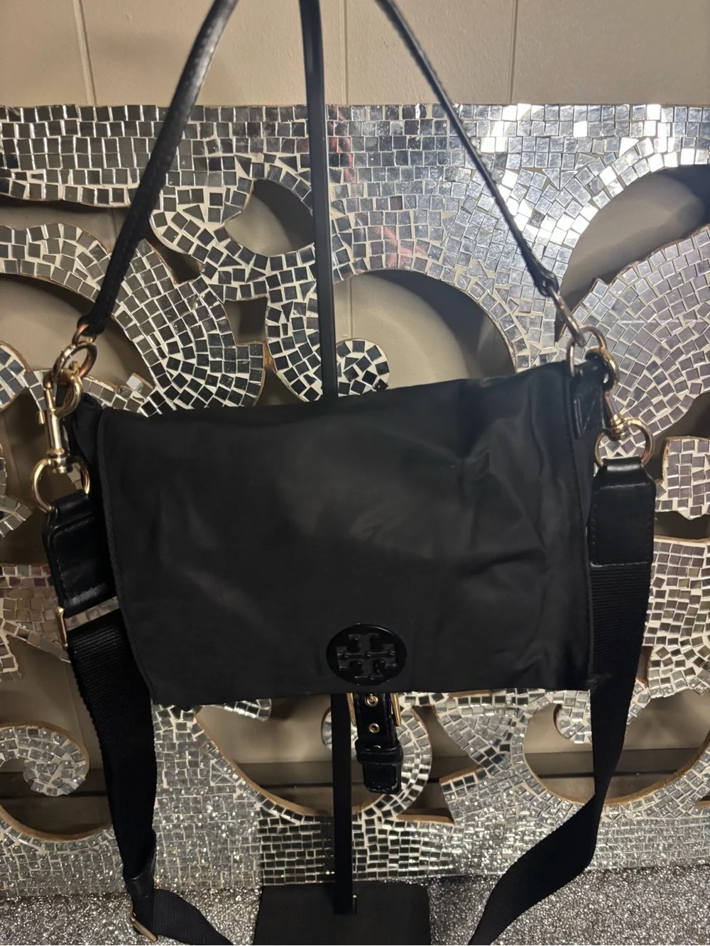 🌟Tory Burch Black Nylon Crossbody Shoulder Bag with Top Handle